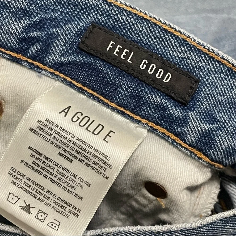 AGOLDE Jamie High Rise Classic Isolation Jeans Distressed Bottom Fly Size 27